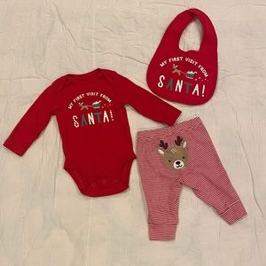 Baby Carter’s Holiday Onesie, Pants & Bib